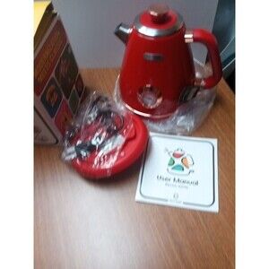 Hazel Quinn Electric Kettle Retro Stainless Steel Tea Pot BPA Free 1.7L RED